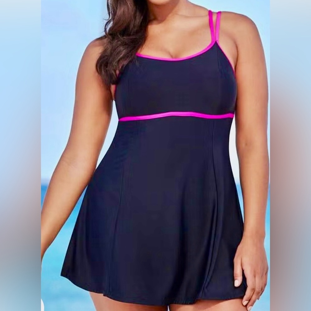 Swimsuits For All/Beach Belle Cerise Lingerie Swimdress - 18W